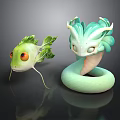Plant Inspired Fish And Snake Shaped Creatures With Leafy Features And Floral Design