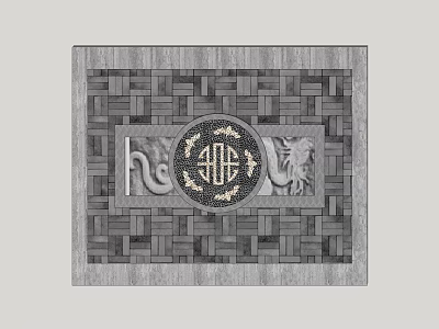Square Paving Design With Woven Brick Pattern And Circular Central Motif 3d model