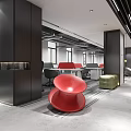 Modern Public Office Space With Open Layout Red Accent Chairs And Black Cabinets 3d model
