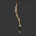 Scimitar Weapon Isolated On Gray Background With Curved Blade Wooden Handle And Metal Accents