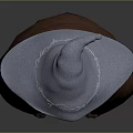 Game Movie Character Wizard Standing Pose With Large Embroidered Hat Brown Cloak And Blue Body