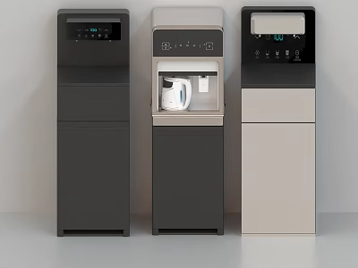 Modern Kitchen Appliances in Black Gray Beige with Standing Design and Digital Control Panels 3d model