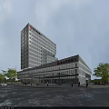 Modern Huishang Bank High Rise Office Building With Glass Facade And Outdoor Area