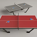 Red And Gray Ping Pong Tables For Sports Fitness With Paddles And Balls