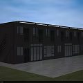 Two Story Container Office Building With Balcony Stairs And Large Windows