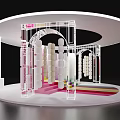 Yizhimei Exhibition Booth Design With Circular Shape Colorful Steps And White Seats
