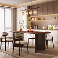 Middle-style dining tables and chairs 3d model