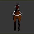Brown Horse Standing With White Saddle Cloth Featuring Number 3 on Dark Background
