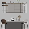 Modern Bar Chair Combination Bar Counter 3d model