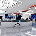 Modern Spacious Monitoring Control Room With Large Display Screens And Multiple Orderly Computer Workstations