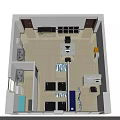 Medical Clinic Interior Layout With Beds Reception Desk Chairs And Curtain Partitions
