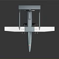 Gray Military Reconnaissance Drone With Long Wings Landing Gear And Logo