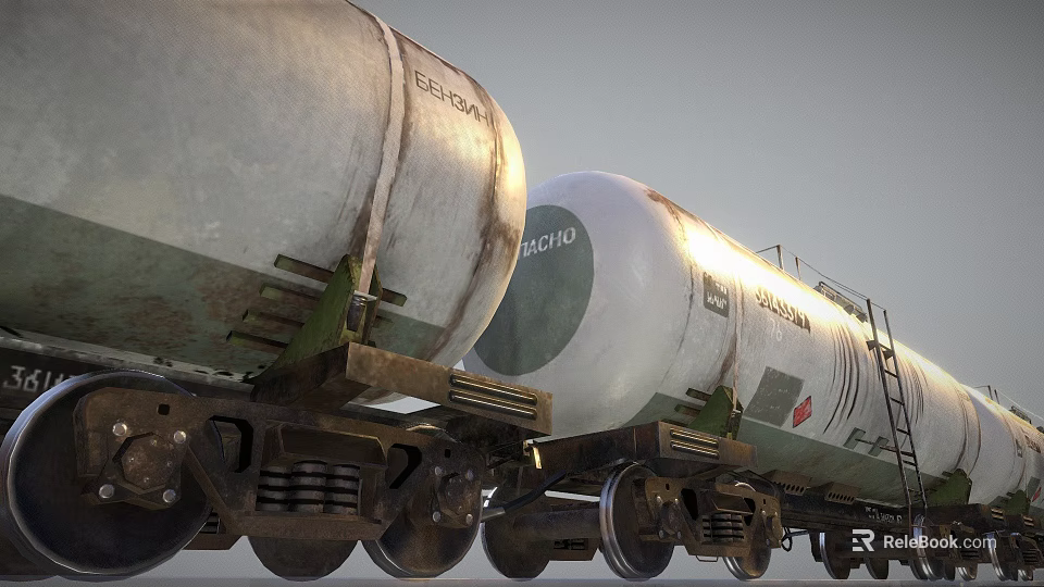 Old Tank Train Cars With Elgin Proctor Markings And Metal Wheels 3d model 