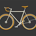 White Bicycle With Yellow Handlebars Seat And Rims