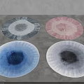 Modern Round Rugs With Colorful Gradient Patterns In Blue Pink Gray White 3d model