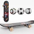 Sports Equipment Collection Featuring Marvel Themed Skateboard And Various Patterned Soccer Balls
