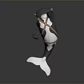 Orca Aquatic Animal Model in Jumping Pose With Black And White Body And Orange Cross Straps