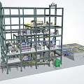 Multi Level Industrial Equipment With Steel Frame Structure And Production Line Components 3d model