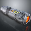 Futuristic Metallic Energy Weapon With Sci Fi Design And Glowing Orange Core Details
