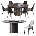Elegant Modern Dining Table Set Featuring Round Wooden Top And Neutral Tones Chairs 3d model