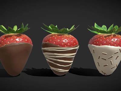 Delicious Fresh Chocolate Covered Strawberries With Various Decorative Stripes And Sprinkles 3d model
