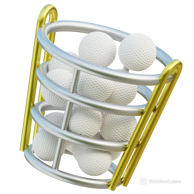 Golf Ball Rack With Silver And Gold Frame Organizing Multiple Golf Balls 3d model 