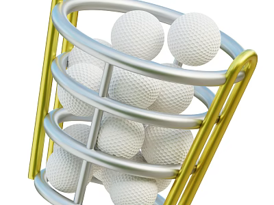 Golf Ball Rack With Silver And Gold Frame Organizing Multiple Golf Balls 3d model