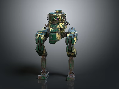 Military Style Mechanical Character And Biomechanical Creature With Camouflage Four Legged Structure 3d model