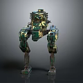Military Style Mechanical Character And Biomechanical Creature With Camouflage Four Legged Structure