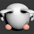 3D Cartoon Rabbit Figurine With White Body Pink Ears Belly And Black Background