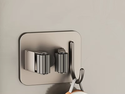 Sleek Stainless Steel Wall Hook with Dual Hanging Hooks for Home Organization 3d model