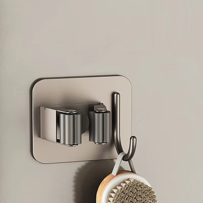 Sleek Stainless Steel Wall Hook with Dual Hanging Hooks for Home Organization 3d model