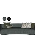 Modern Black And Grey Multi Seater Sofa With Plush Pillows And Round Decorative Cushions