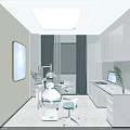 Modern Dental Clinic Interior With Dental Chair White Cabinets Computer And Window