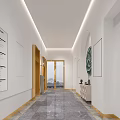 Modern Luxury Store Front Desk With Marble Floor Round Ceiling Arched Doorway And Floral Decor