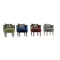 Vibrant Blue Accent Chair With Colorful Floral Pattern Cushions And Three Round Decorative Pillows