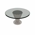 Modern Round Glass Top Dining Table With Silver Fluted Base Sleek Design 3d model