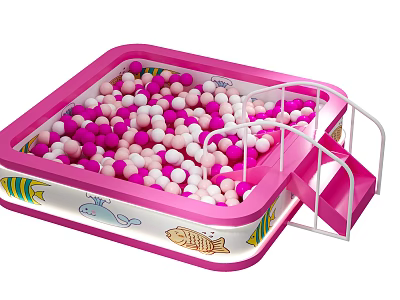Interactive Play Area With Pink Ball Pit Colorful Balls Fish And Whale Patterns And Slide 3d model