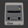 Vintage Electronic Gaming System With White Gray Body Slot Black Buttons And Colorful Logo