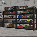 Heavy Duty Industrial Shelving Unit With Stacked Storage Containers Tool Boxes And Crates