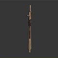 Ornamental Metal Weapon With Copper Golden Shiny Reflective Surface And Intricate Curved Design