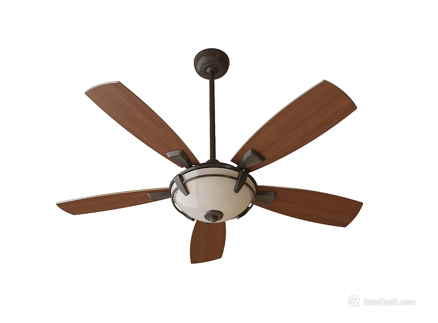 Ceiling Fan Light With Wooden Blades And Central Light Fixture For Modern Home Interior 3d model 