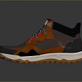 High Top Athletic Shoes With Orange Gray Mesh Design And Red Laces
