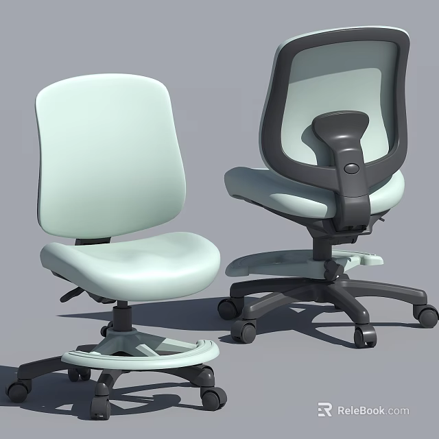 Modern Office Chairs With Ergonomic Design Light Color And Swivel Wheels 3d model 