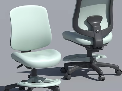 Modern Office Chairs With Ergonomic Design Light Color And Swivel Wheels 3d model