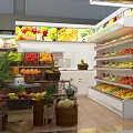 Bright Neat Fruit Store Interior With Fruit Displays And Chairs
