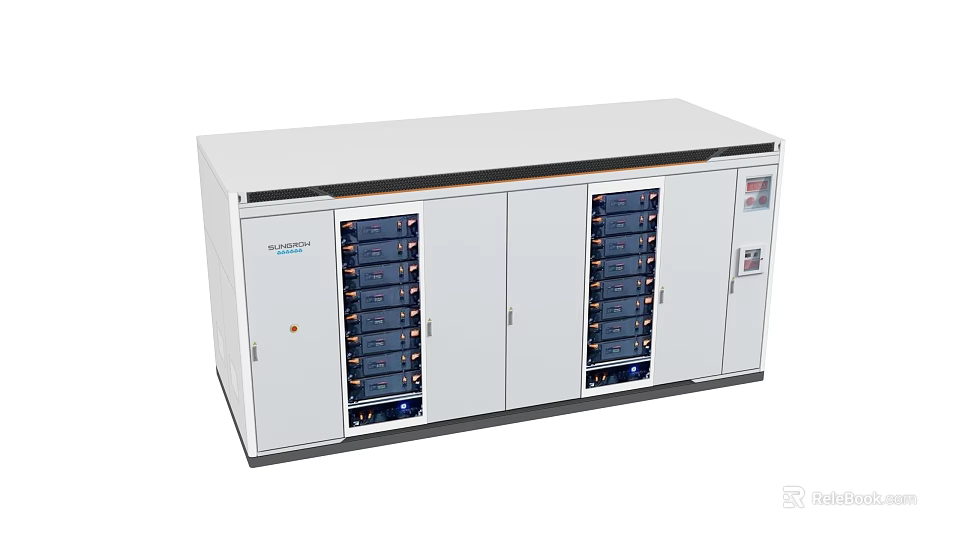 Commercial Industrial Equipment With White Cabinet Multiple Blue Control Panels And Interface 3d model 
