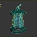 Decorative Furniture Lantern With Green Top Blue Body And Yellow Stripes