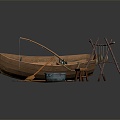 Small boat fisherman small wooden boat fishing boat 3d model