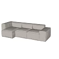 Light Gray Sectional Sofa With Modular Design On Marble Floor And Light Wall 3d model